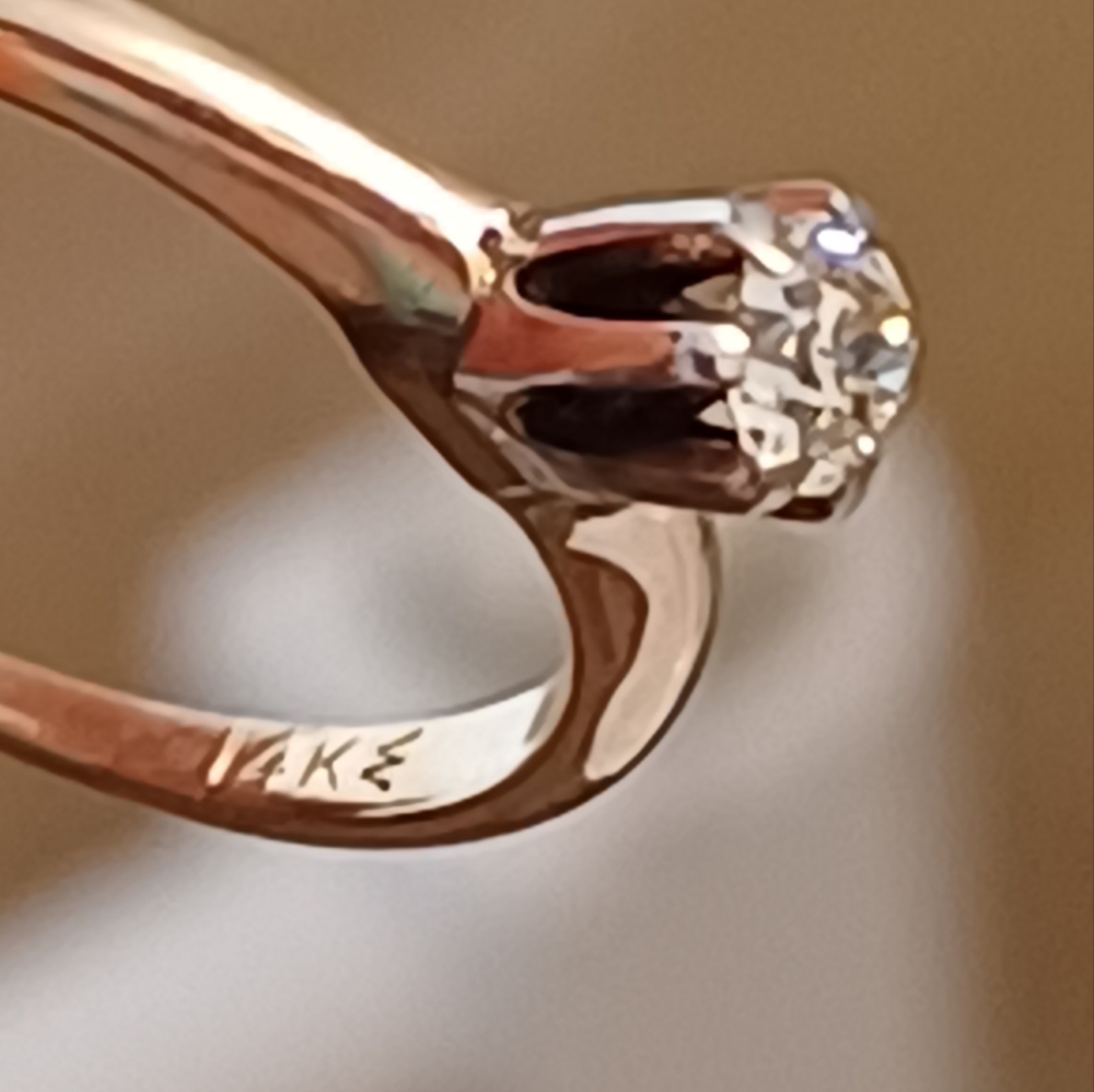 $$$ natural VS2 diamond solitaire ring 0.25 ct size 6 US 14k solid gold certif - Picture 11 of 11